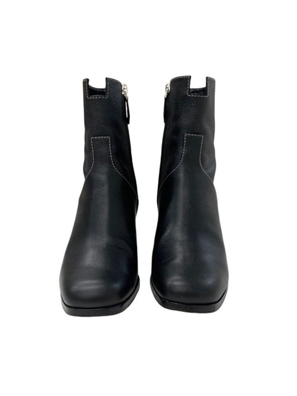 Hermes Flats Boots Short Shoes Leather Black Stitching - Picture 3 of 10